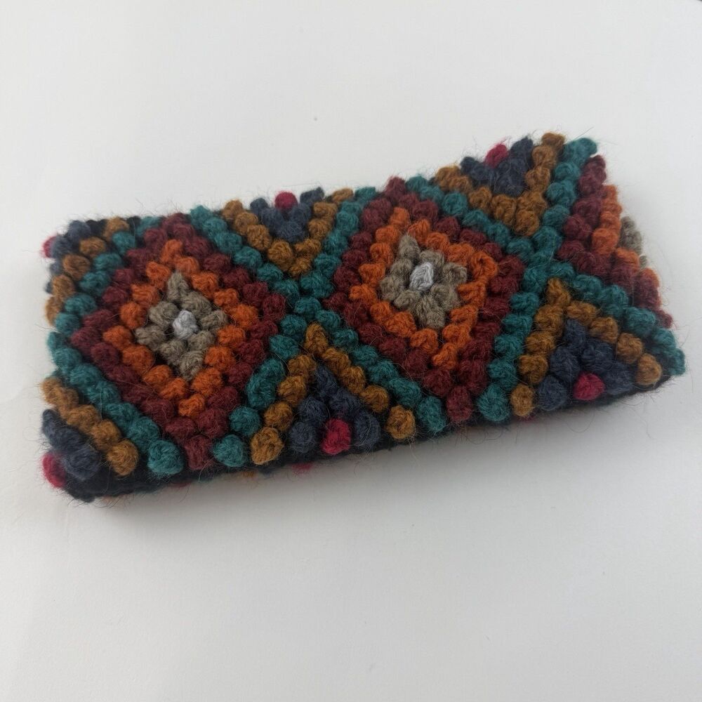 Andes Gifts Alpaca Blend Stretch Knit Head Band OS Ski Multicolor Textured Peru